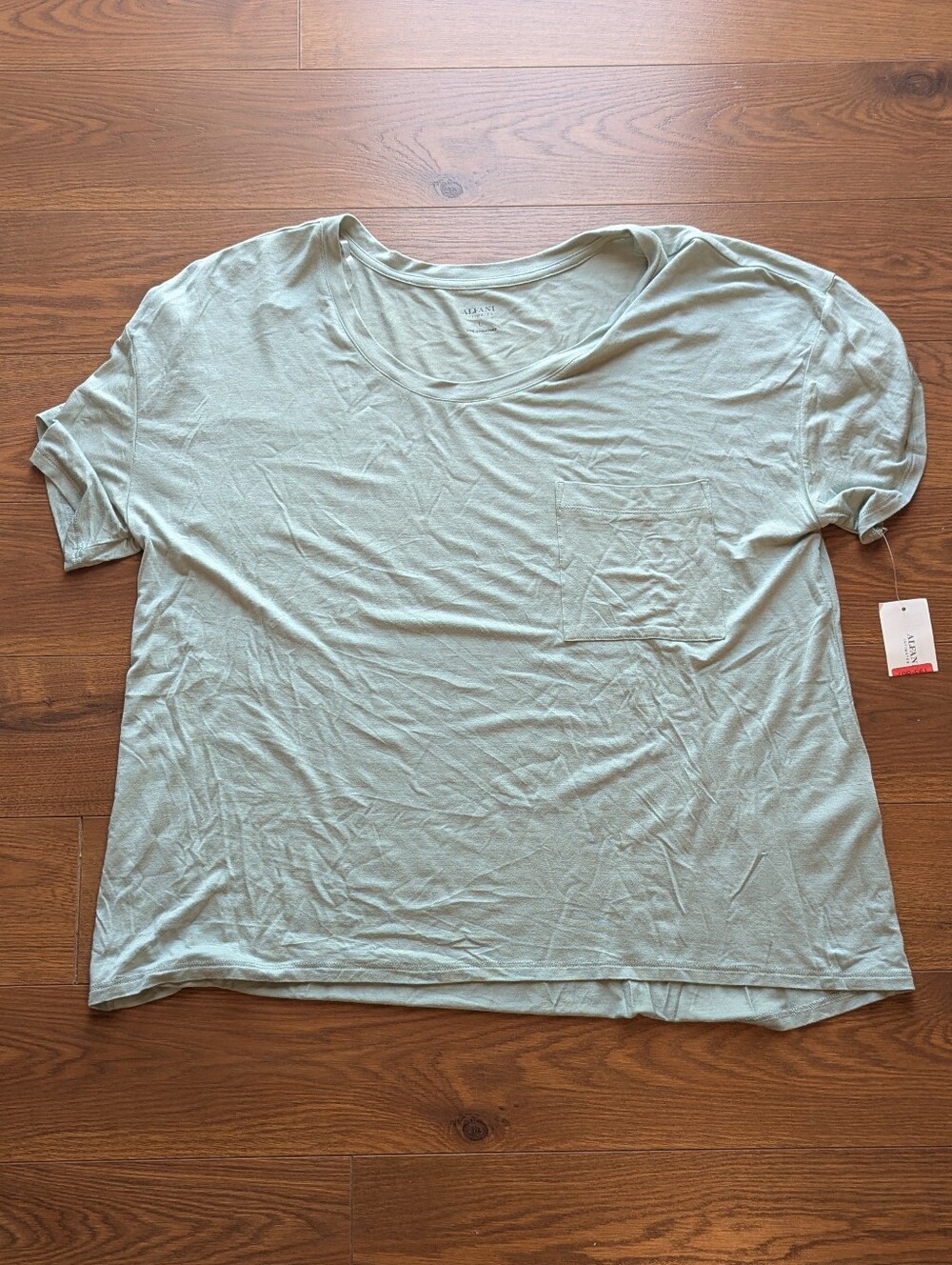 Alfani Intimates PJ Top Relaxed Fit Scoop Neck Pocket TShirt Green Large NWT